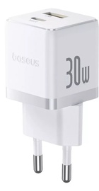 Baseus Palm Fast Charger Type-C+USB 30W (With Cable Type-C to Type-C 60W 1m) White