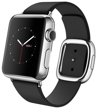 Apple Watch 38mm Stainless Steel Case with Black Modern Buckle (MJYK2)