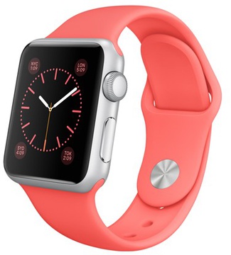 Apple Watch Sport 38mm Silver Aluminum Case with Pink Sport Band (MJ2W2)