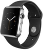 Apple Watch 42mm Stainless Steel Case with Black Sport Band (MJ3U2)