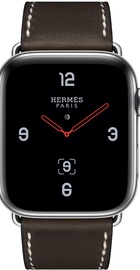 Apple Watch Hermes Series 4 GPS + Cellular 44mm Stainless Steel Case with Ebene Barenia Leather Single Tour Deployment Buckle (MU6U2)