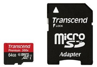 Transcend 64 GB microSDHC Premium class 10 UHS-1 SD Adapter (TS64GUSDU1)