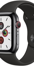 Apple Watch Series 5 GPS + Cellular 44mm Space Black Stainless Steel Case with Black Sport Band (MWW72)