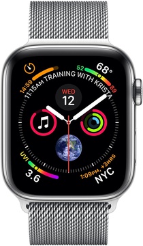 Apple Watch Series 4 GPS + Cellular 40mm Stainless Steel Case with Milanese Loop (MTUM2, MTVK2)