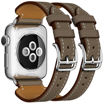 Apple Watch Hermes Leather Double Buckle Cuff 38mm/40mm/41mm/42mm Etoupe Swift (MNHR2)