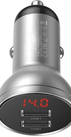 Baseus Digital Display Dual USB 4.8A Car Charger 24W Silver (CCBX-0S)