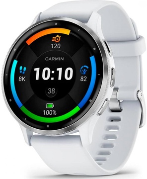 Garmin Venu 3 Silver Stainless Steel Bezel with Whitestone Case and Silicone Band (010-02784-00/50)