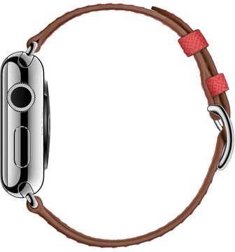 Apple Watch Hermes Leather Double Buckle Cuff 38mm/40mm/41mm/42mm Rose Jaipur Epsom (MNHT2)
