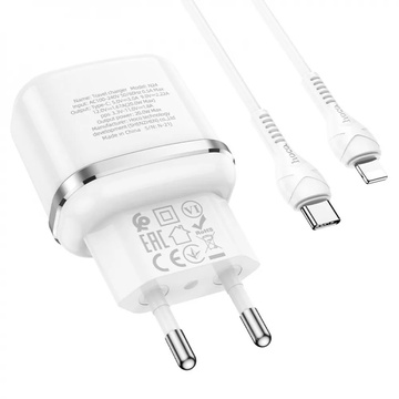 Hoco N24 Vicorious 20W (1 Type-C) + Кабель Type-C to Lightning White