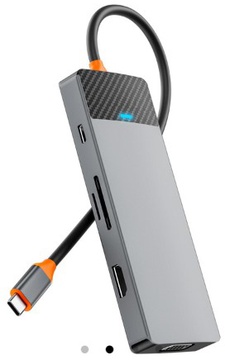 WIWU Linker 9in1 USB-C to (USB-C+USB2.0+2xUSB3.0+SD/MicroSD+VGA+HDMI+PD 100W) Grey (A921HV)