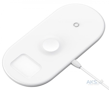 Baseus Smart 3-in-1 Wireless Charger For Phone+Watch+Pods (18W MAX) White (WX3IN1-02)