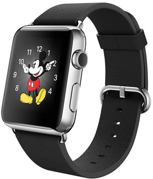 Apple Watch 42mm Stainless Steel Case with Black Classic Buckle (MJ3X2)