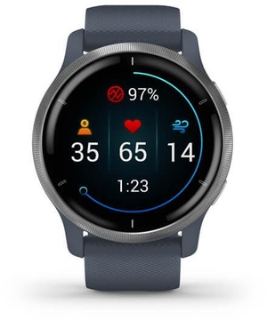 Garmin Venu 2 Silver Bezel with Granite Blue Case and Silicone Band (010-02430-10/00) (UA)