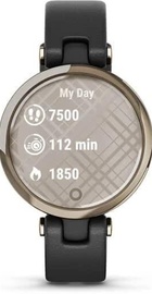 Garmin Lily Cream Gold Bezel with Black Case and Italian Leather Band (010-02384-B1)