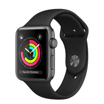 Apple Watch 42mm Series 3 GPS Space Gray Aluminum Case with Black Sport Band (MQL12)