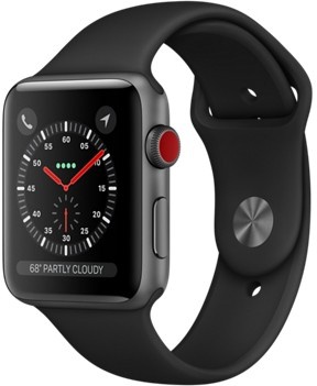 Apple Watch Series 3 GPS + Cellular 42mm Space Gray Aluminum w. Black Sport B. (MQK22)