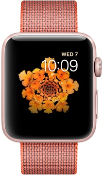 Apple Watch 42mm Series 2 Rose Gold Aluminum Case with Space Orange/Anthracite Woven Nylon (MNPM2)