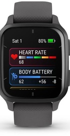 Garmin Venu Sq 2 Slate Aluminum Bezel with Shadow Gray Case and Silicone Band (010-02701-00/10)