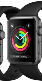 Apple Watch 38mm Series 3 GPS Space Gray Aluminum Case with Black Sport Band (MQKV2)