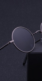 R. Bcollection Stimpank Round Sunglasses Woman (Black Frame, Grey Lenses)