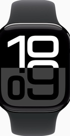 Apple Watch Series 10 GPS + Cellular 42mm Jet Black Aluminum Case With Black Sport Band - M/L (MWX73)