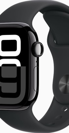 Apple Watch Series 10 GPS 42mm Jet Black Aluminum Case With Black Sport Band - S/M (MWWE3)