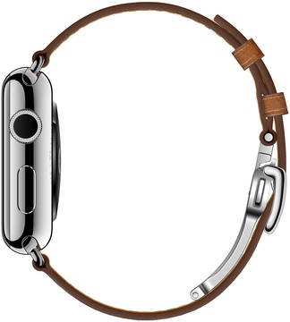 Apple Watch Hermes 42mm Series 2 Stainless Steel Case with Fauve Barenia Leather Single Tour Deployment Buckle (MNQ32)