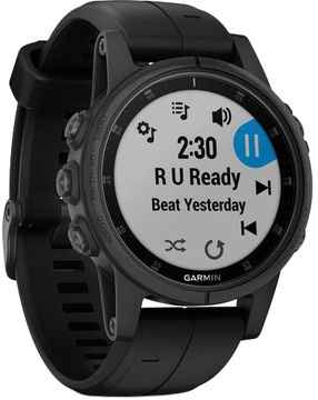 Garmin Fenix 5S Plus Sapphire Black with Black Silicone (010-01987-78)