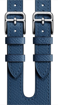 Apple Watch Hermes Leather Double Buckle Cuff 38mm/40mm/41mm/42mm Bleu Agate Epsom (MNHU2)