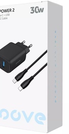 Proove Silicone Power 2 30W (Type-C + USB) + Cable Type-C to Type-C (1m) Black
