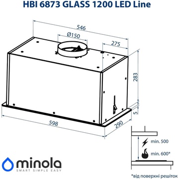 Minola HBI 6873 WH GLASS 1200 LED Line
