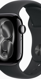 Apple Watch Series 11 GPS 42mm Jet Black Alu. Case w. Black S. Band - M/L (MEQU4)
