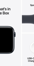 Apple Watch SE 2 GPS 44mm Midnight Aluminium Case w. Midnight Sport Band - S/M (MXEJ3)