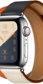 Apple Watch Hermes Series 4 GPS + Cellular 40mm Stainless Steel Case with Indigo/Craie/Orange Swift Leather Double Tour (MU7K2)