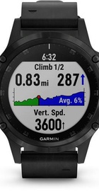Garmin Fenix 5 Plus Sapphire Black with Leather Band (010-01988-07)