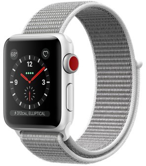 Apple Watch Series 3 GPS + Cellular 38mm Silver Aluminum w. Seashell Sport L. (MQJR2)