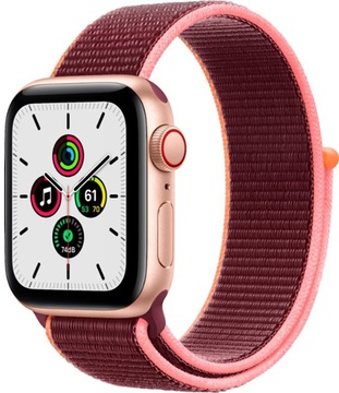Apple Watch SE GPS + Cellular 40mm Gold Aluminum Case with Plum Sport Loop (MYEC2, MYEJ2)