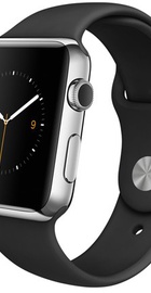 Apple Watch 42mm Stainless Steel Case with Black Sport Band (MJ3U2)
