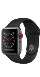 Apple Watch 38mm Series 3 GPS + Cellular Space Gray Aluminum Case with Black Sport Band (MTGH2)