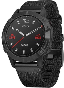Garmin Fenix 6 Sapphire Black DLC with Heathered Black Nylon Band (010-02158-17) (UA)