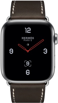 Apple Watch Hermes Series 4 GPS + Cellular 44mm Stainless Steel Case with Ebene Barenia Leather Single Tour Deployment Buckle (MU6U2)