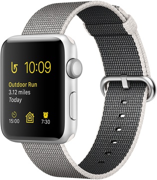 Apple Watch 38mm Series 2 Silver Aluminum Case with Pearl Woven Nylon (MNNX2)