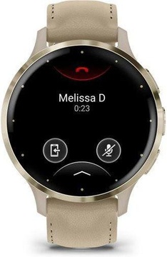 Garmin Venu 3S Soft Gold S. Steel Bezel w. French Gray Case and Leather Band (010-02785-55)