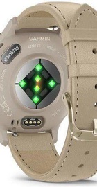 Garmin Venu 3S Soft Gold S. Steel Bezel w. French Gray Case and Leather Band (010-02785-55)