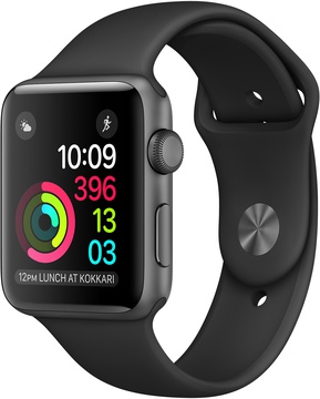 Apple Watch 42mm Series 2 Space Gray Aluminum Case with Black Sport Band (MP062)