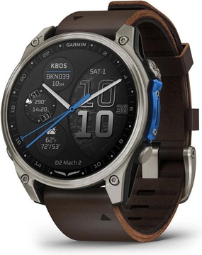 Garmin D2 Mach 2 47mm Titanium w. Oxford Brown Leather Band (010-02904-30/31)