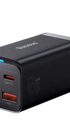 Baseus GaN3 Pro 65W (2 Type-C + 2 USB) + Кабель Type-C to Type-C 100W (1m) (CCGP040101)