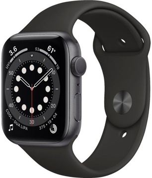 Apple Watch Series 6 44mm Space Gray Aluminum Case with Black Sport Band (M00H3)
