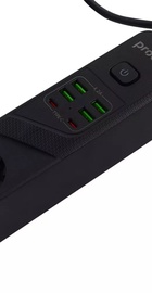 Proove Power Socket Black, 4 розетки, 2xUSB-C, 4xUSB, 2м (P-04)