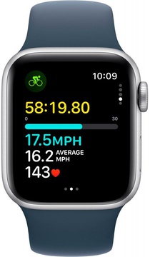 Apple Watch SE 2 GPS 40mm Silver Aluminium Case with Storm Blue Sport Band M/L (MRE23)